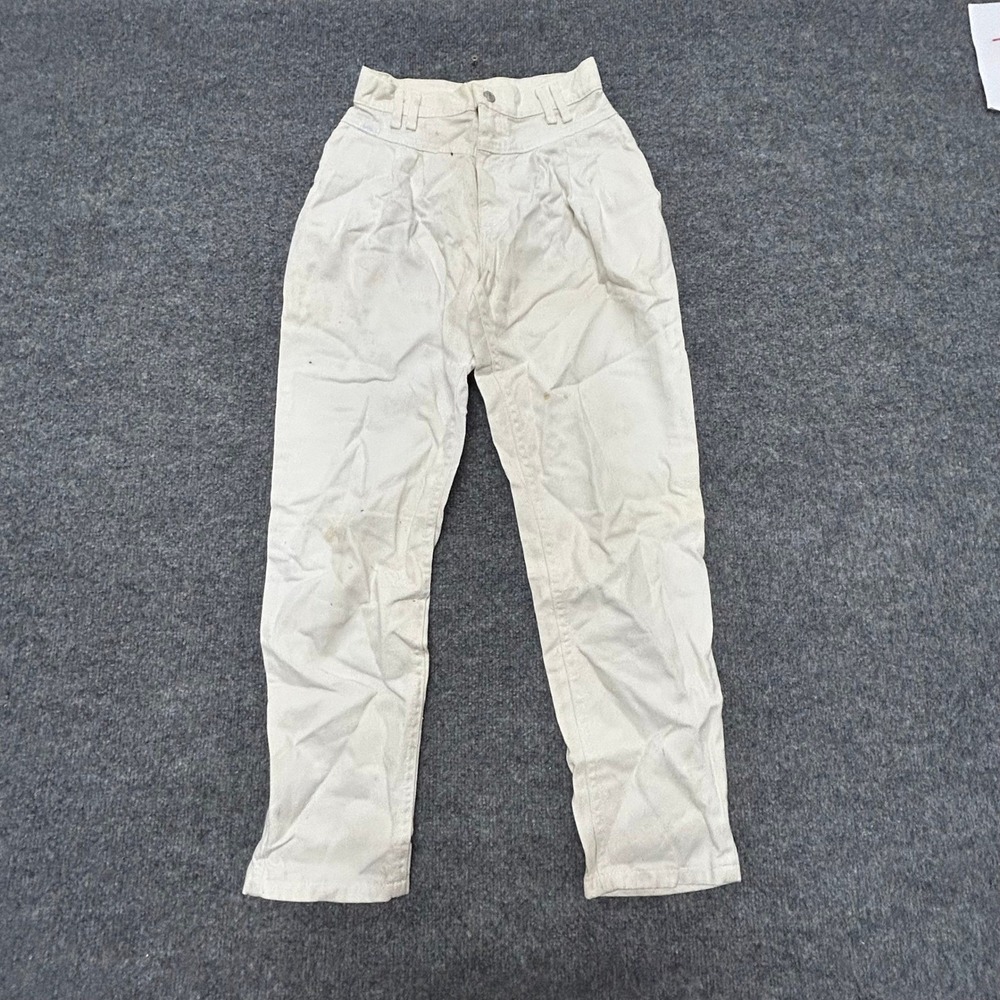 Lee Jeans Womens Size 12 Reg White Pleated High Waist Tapered Cotton Made in USA